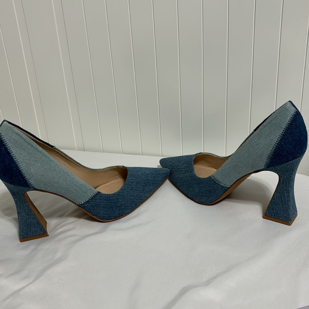 Vince Camuto Two-Tone Denim Pointed Toe Heels - Picture 3 of 3
